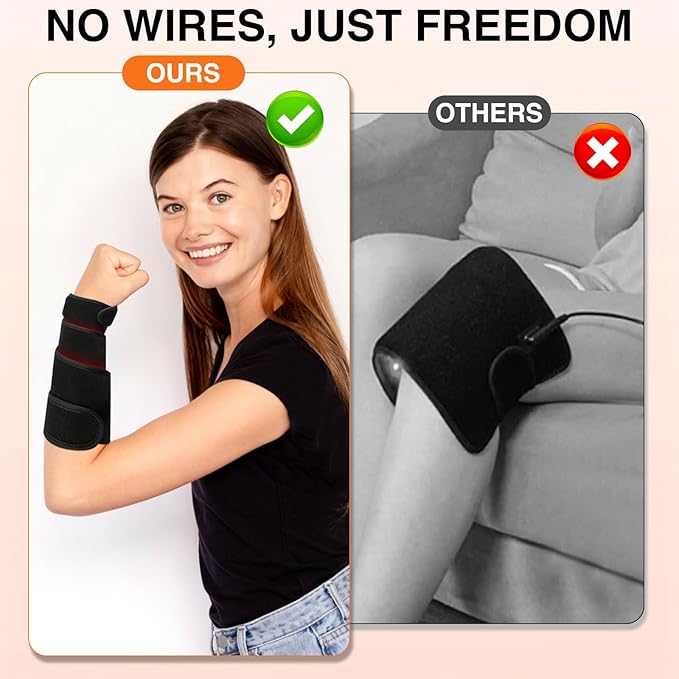 Red Light Therapy Belt for Body, 37'' Cordless Red Infrared Light Wrap for Neck Chin Knee Ankle Hand Pain Relief, 660nm & 850nm with Pulse & Heating Modes