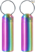 VTAR Pill Organizer,2 Pack,Waterproof Single Chamber Stainless Steel Travel Small Pill Box, Keychain Pill Holder Container for Purse or Pocket