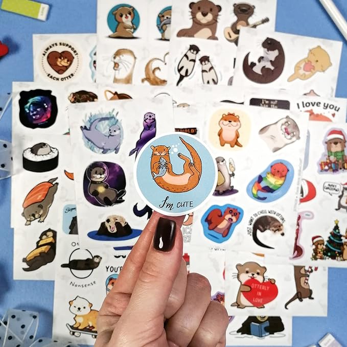 BulbaCraft 100Pcs Sea and River Otter Stickers for Laptop and Water Bottle - Otter Gifts, Cute Stuff, Gifts for Women & Men