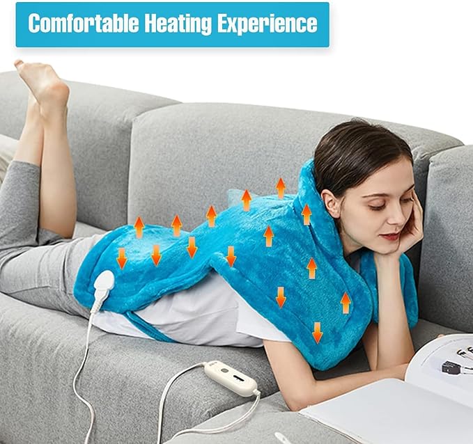 Tefici Heating Pad for Back Pain,Mothers Day Gifts for Women Men Mom Her，FSA Eligible HSA Approved,24'' x33''Fast Heating,Electric Heat Pad, 2H Auto-Off,Neck and Shoulder Heat Pad,ETL Certified,Blue