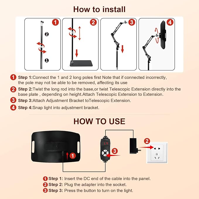 Red Light Therapy for Body and Face, Red Light Panel with 660nm & 850nm LEDs, Infrared Light Therapy Lamp with Adjustable Stand, Red Light-Therapy at Home with Eyes Protection Goggles