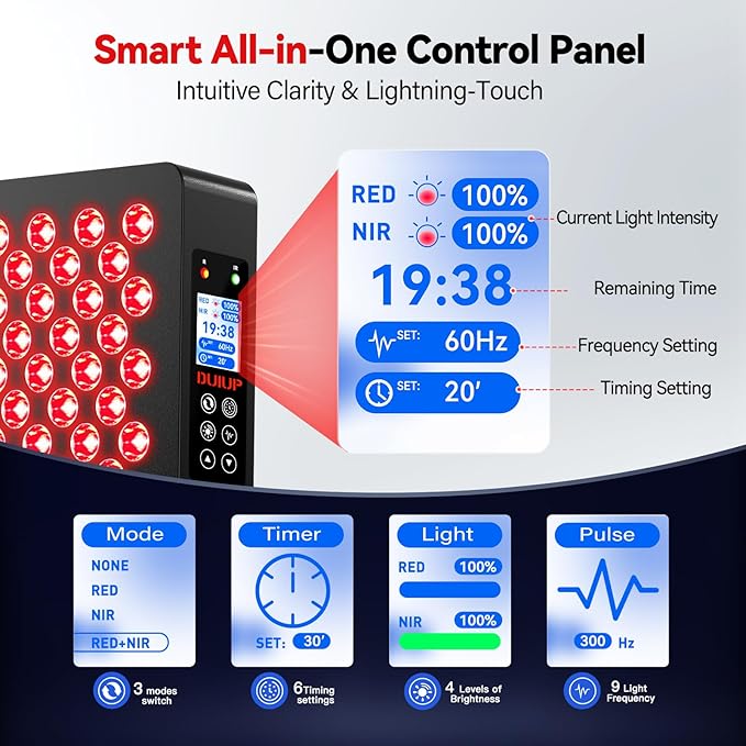 Red Light Therapy for Body & Face, Red Near Infrared Light 610-920nm with Timer and Adjustable Stand, Touch & Remote Control, 70 LEDs. Clinical Grade Panel for Energy, Pain, Skin, Recovery