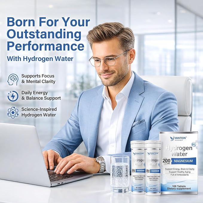 H2 Molecular Hydrogen Tablets with Magnesium - 100 Tablets Hydrogen Water Tablets for Athletic Recovery, Energy & Cellular Health – Lemon & Raspberry Variety