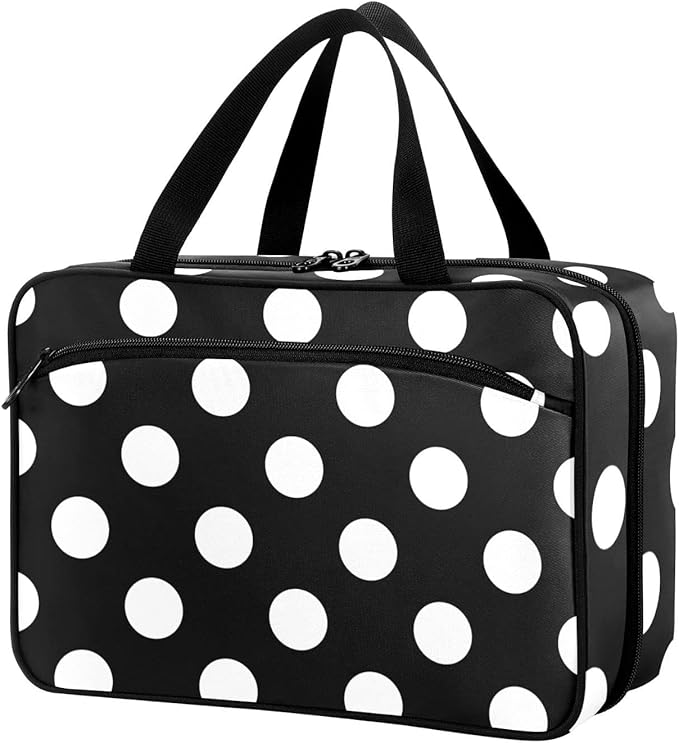 Naanle Pill Organizer Bag Travel Pill Bottle Medicine Organizer Home Storage Medication Bag for Vitamin Supplements, Black and White Polka Dots Empty First Aid Bag for Car Camping, 1.0 Count