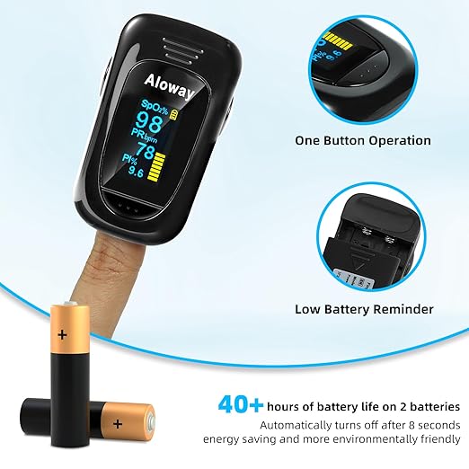 Oxygen Meter Finger Pulse Oximeter, Pulse OX, Pulse Oximeter with Pulse Monitor, SpO2 Reading Home Outdoor Sports (Black)