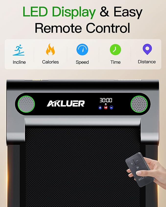 Walking Pad with Incline, Akluer Incline Treadmills for Home, 2.5 HP Under Desk Treadmill Small with Remote Control, Walking Pad Small Treadmill with LED Display