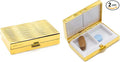 Stephanie Imports Set of 2 Rectangular-Shaped Pocket Purse Pill Box & Organizer With Dual Compartments (Gold Waves)