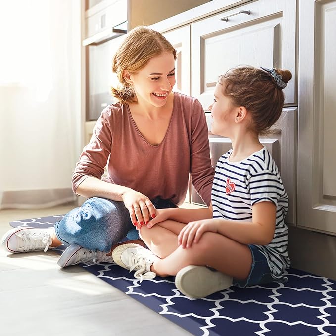 WISELIFE Kitchen Runner Rugs Anti-Fatigue mats,17.3"x 39",Non Slip Waterproof Ergonomic Comfort Mat for Kitchen, Floor Home, Office, Sink, Laundry,Blue