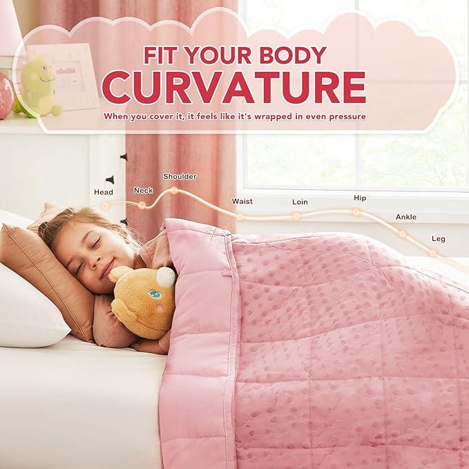 CuteKing Weighted Blanket - Weighted Blanket with Premium Glass Beads - Heavy Blanket Crystal Velvet for Comfort Sleep - Thick Blanket All Season (10lbs, 48"x72", Pink Bubble)