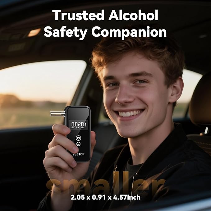 Breathalyzer, 2026 Advanced High-Accuracy Personal Breathalyzers for Alcohol, Portable Handheld Digital Alcohol Breathalyzer Tester for Home & Travel Use/8 Mouthpieces