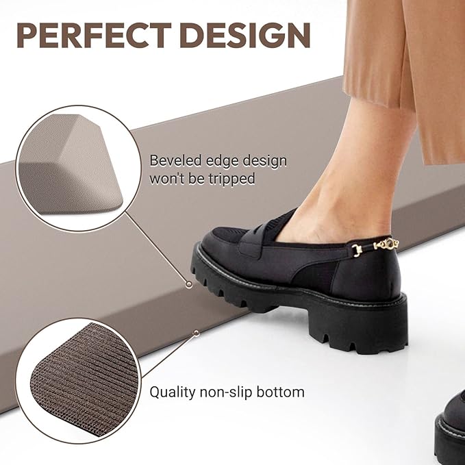 4/5 Inch Thick Kitchen Mat - Cushioned Anti Fatigue Mats for Kitchen Floor - Easy to Clean, Waterproof, Non-Slip Kitchen Rug for Sink, Office, Kitchen (17''x39'' Brown)