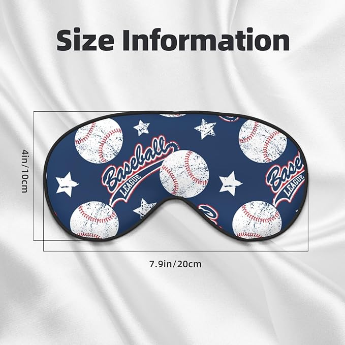 Baseballs and Stars Sleep Mask Eye Mask with Adjustable Strap Eye Sleep Shade Cover Blocks Light for Women Men Airplane Travel Nap