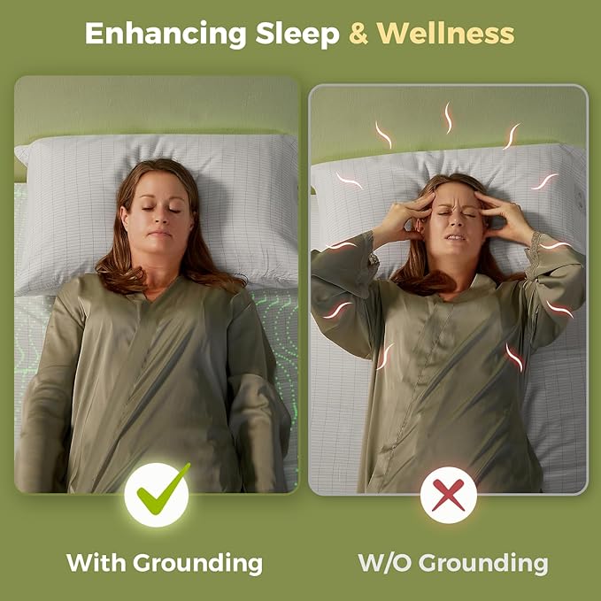 Grounding Sheets, 90% Viscose Derived from Bamboo 10% Silver Infused Cooling Sheets, 15 Deep Pocket Grounded Fitted Sheets Only, White Queen-60"x80"x15"