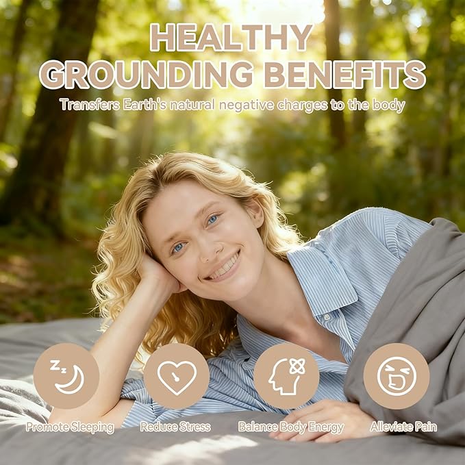 Grounding Sheets King Size 90% Organic Cotton,10% Silver Fiber Grounding Well Bed Sheets for Better Sleep and Stress Relief Earthing Grounding Sheets Deep Pocket 15" Design(Grey,80x76x15.8)