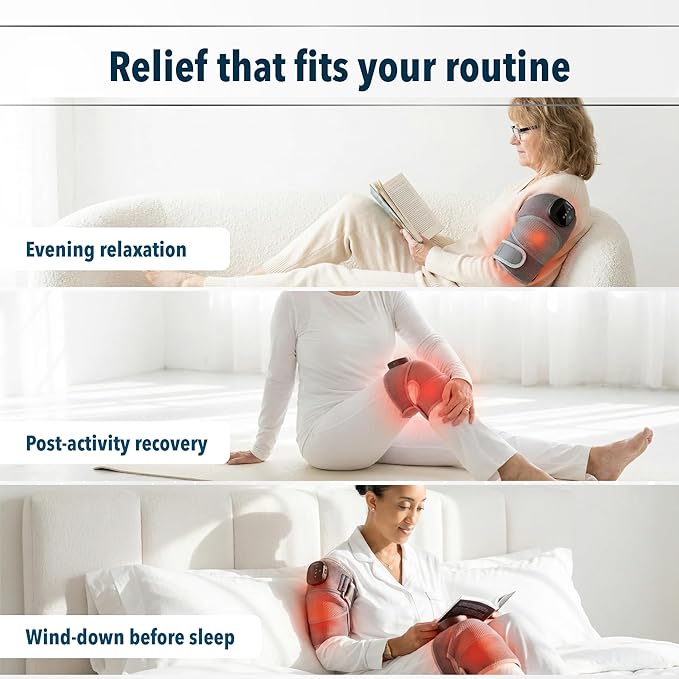 FORTHiQ RED+ Knee Massager with Heat and Red Light Therapy for Pain Relief, Knee Brace with 2 Wavelengths, 3 Massage & 4 Pulsing Modes, 5 Heat Levels, 52 Lights, FSA-HSA Eligible