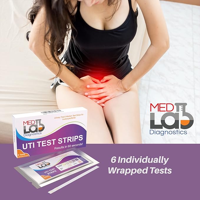 UTI Test Strips(Pack of 6) Individually Wrapped Urinary Tract Infection Urine UTI Test Kit for Women, Men, Kids Cats and Dogs