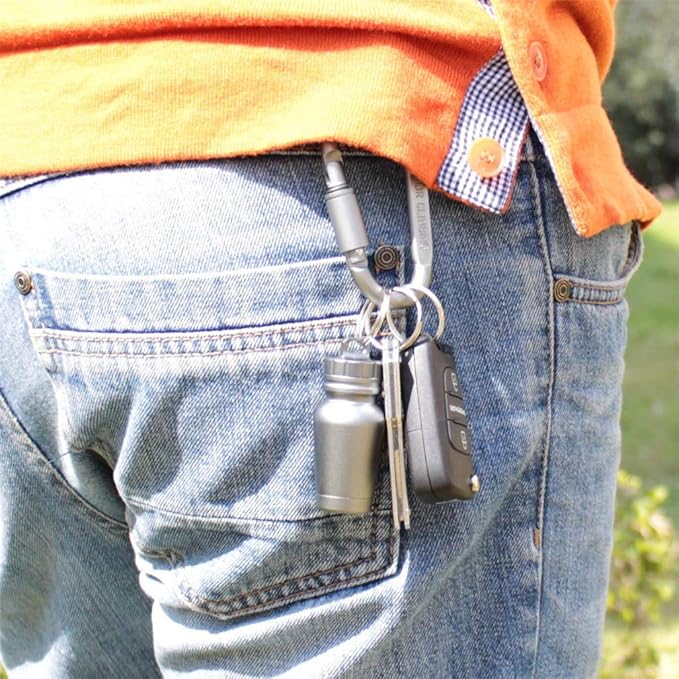 Waterproof Aluminum Pill Holder with Keychain Outdoor Medicine Bottle Seal First Aid Drug Holder