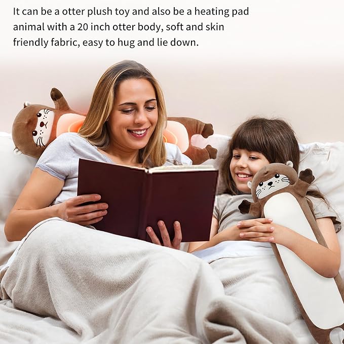 Otter Heating Pad-USB Heated Plush Stuffed Animals for Period Cramps and Menstrual Pain Relief,20” Portable Electric Heating Pad,Built-Pocket Plushies for Women Mom Girls Birthday Gifts