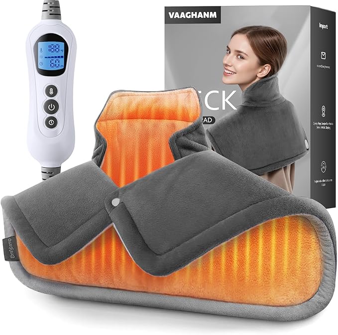 VAAGHANM Heating Pad: Electric Heat Pad for Neck & Shoulders & Back - Heated Wrap Weighted Instant Heating Pads-6 Heat Options & 6 Auto Timer Mode - Gift for Mom Women