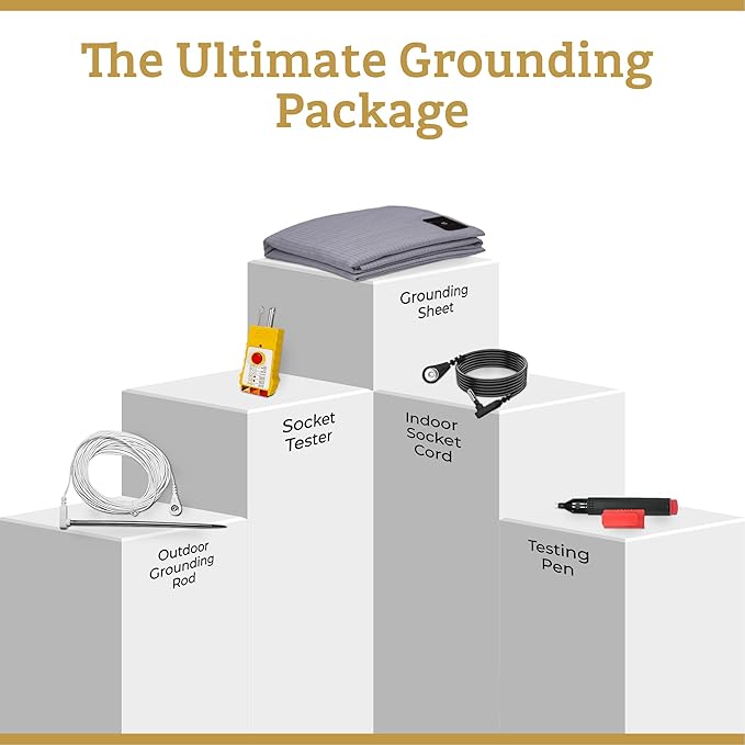 Grounding Sheets King Size - Organic Cotton & Silver Fibre Earthing Sheets for Bed - Grounding Rod & Cord Included for Indoor or Outdoor Grounding
