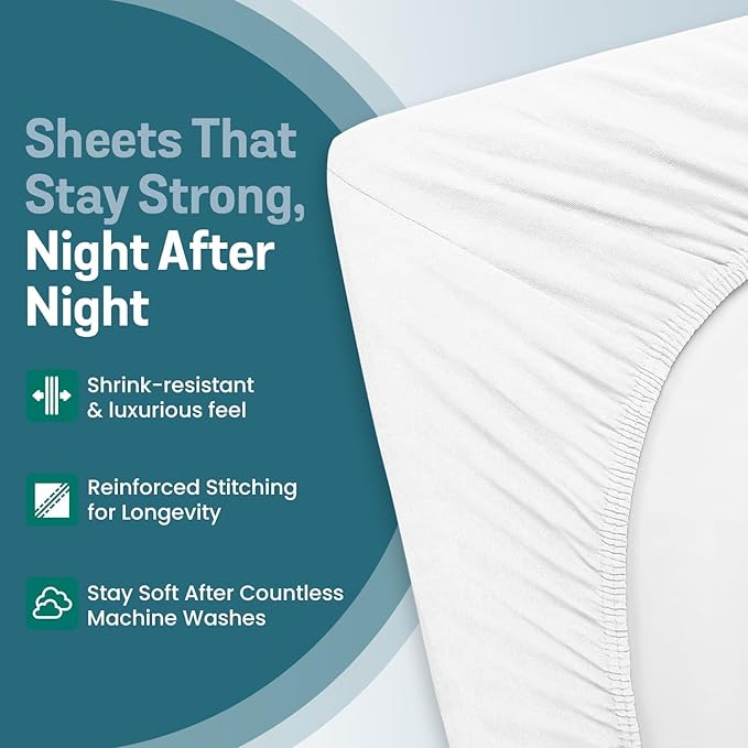 Destiny Crescent 6 Pack Fitted Hospital Bed Sheets with Elastic All Around for Adjustable Beds - Double Brushed Ultra Soft Breathable 100% Microfiber Sheets, 36" x 84" x 12"