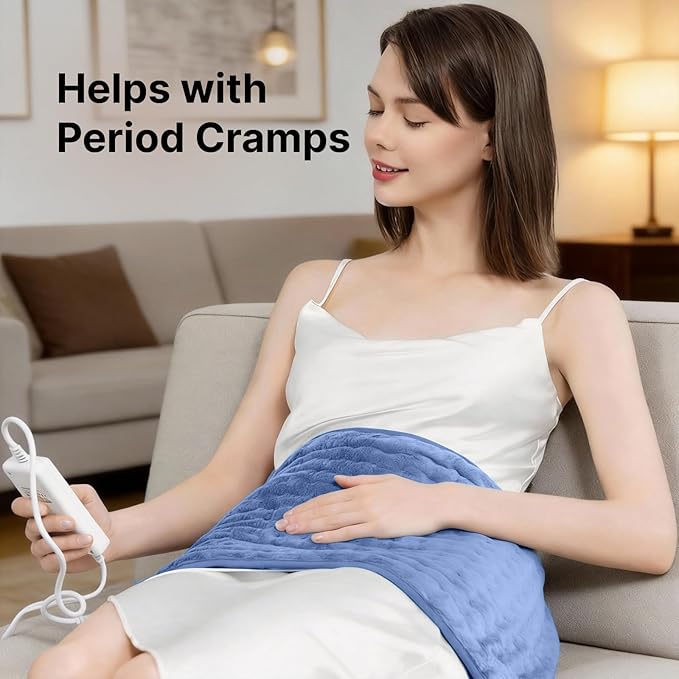 Blue Heating Pad Perfect Christmas, Mothers Day & Birthday Gifts for Women, Mom, Grandma, Soothing Electric Heat Wrap, Cozy Stocking Stuffer & White Elephant Gift