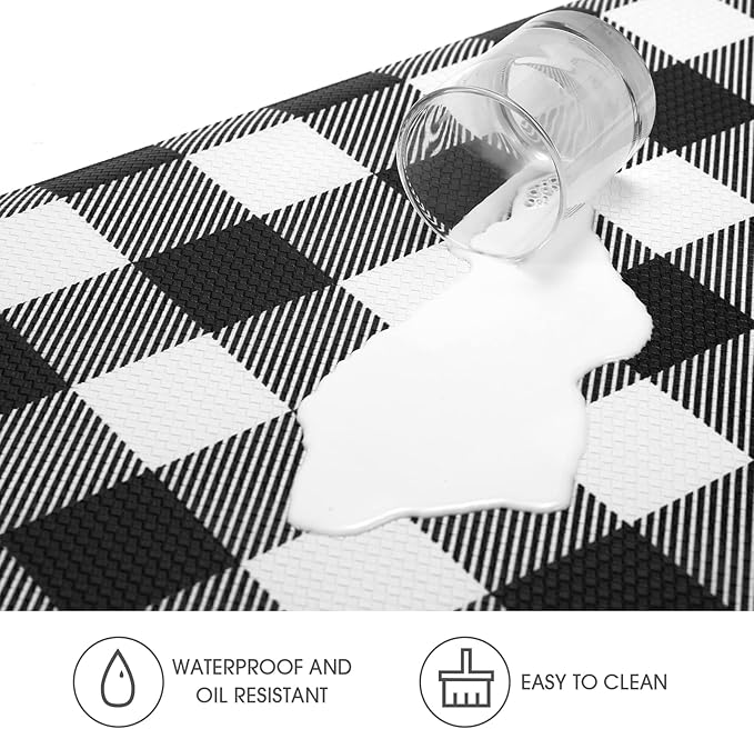 MAYHMYO Kitchen Mat Cushioned 1/2 Inch Thick Anti Fatigue Kitchen Rug Black and White Kitchen Floor Mat Non-Skid & Waterproof Kitchen Rug Comfort Standing Desk Mat for Home Office Sink