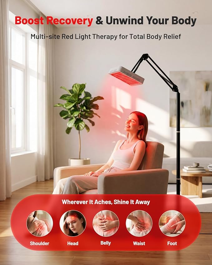 Red Light Therapy for Face Body, 660nm 850nm 940nm Infrared Light Therapy for Home Use, Dual Stand/Hanging Kit, Muscle Recovery & Skin Wellness LED Red Panel with Goggles & Mask, Ideal Gift for Women
