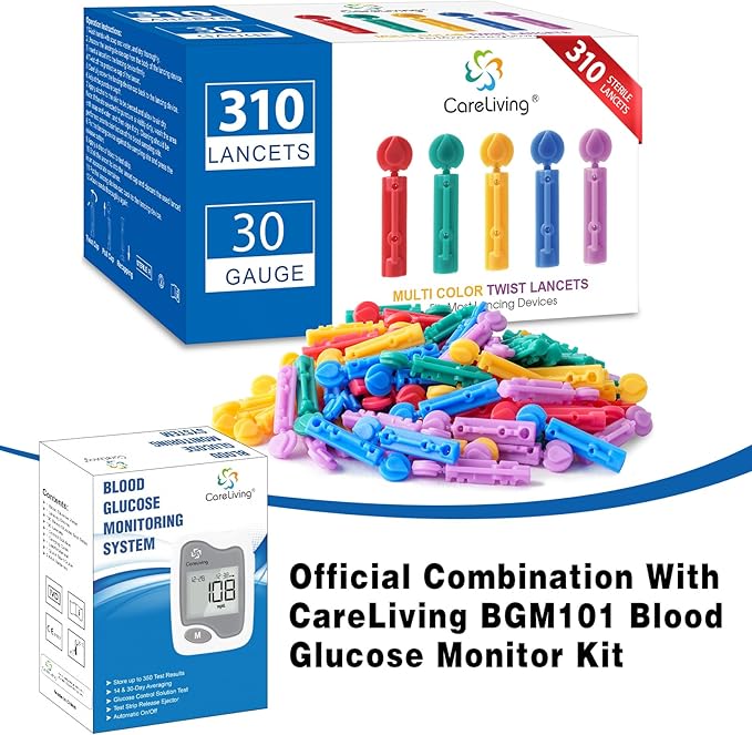 Lancets for Diabetes Testing - 30 Gauge Diabetic Lancets for Blood Testing and Glucose Testing - Fits Most Lancing Devices - 310 Count (Colourful)