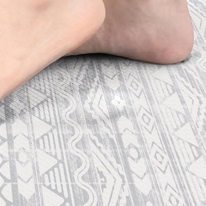 Arttown Anti Fatigue Kitchen Mats for Kitchen Floor, Boho Kitchen Mats Cushioned Anti Fatigue Rug, Waterproof Non-Slip Washable Kitchen Rugs and PVC - Grey/White