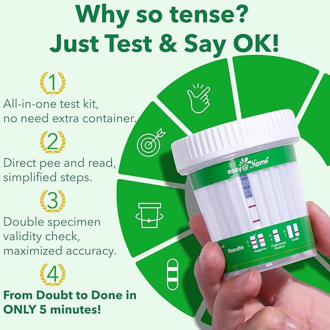 Easy@Home Marijuana Test Cup, THC Urine Drug Testing Kit, 5-Minute Results, Weed Cannabis Screening for Detox THC Flush, 1 Pack -#ECTH4-114A3