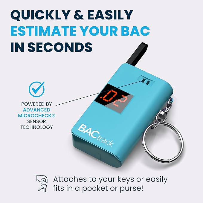 BACtrack Keychain Breathalyzer (Blue) | Ultra-Portable Pocket Keyring Alcohol Tester for Personal Use