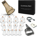 Cupping Therapy Set w/ 18 Massage Cups for Pain Relief Physical Therapy Cupping Kit for Massage Therapy with Vacuum Pump, Black Box