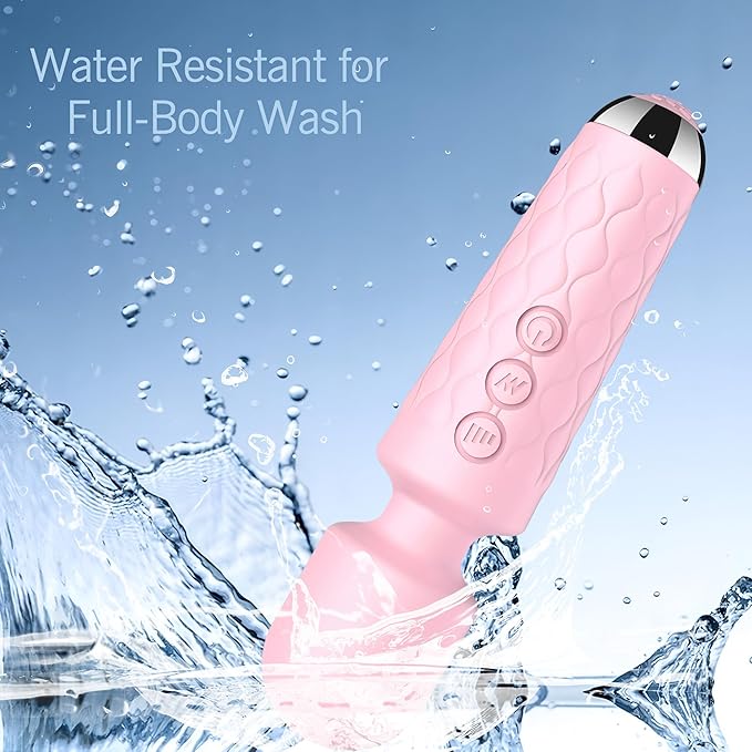 Personal Massage Wand - 20 Modes 8 Speeds Cordless Vibration Massager, Strong Powerful Waterproof Perfect for Travel, Magic Stress Away, Body Back Legs Hand Pains Sports Recovery (Pink)