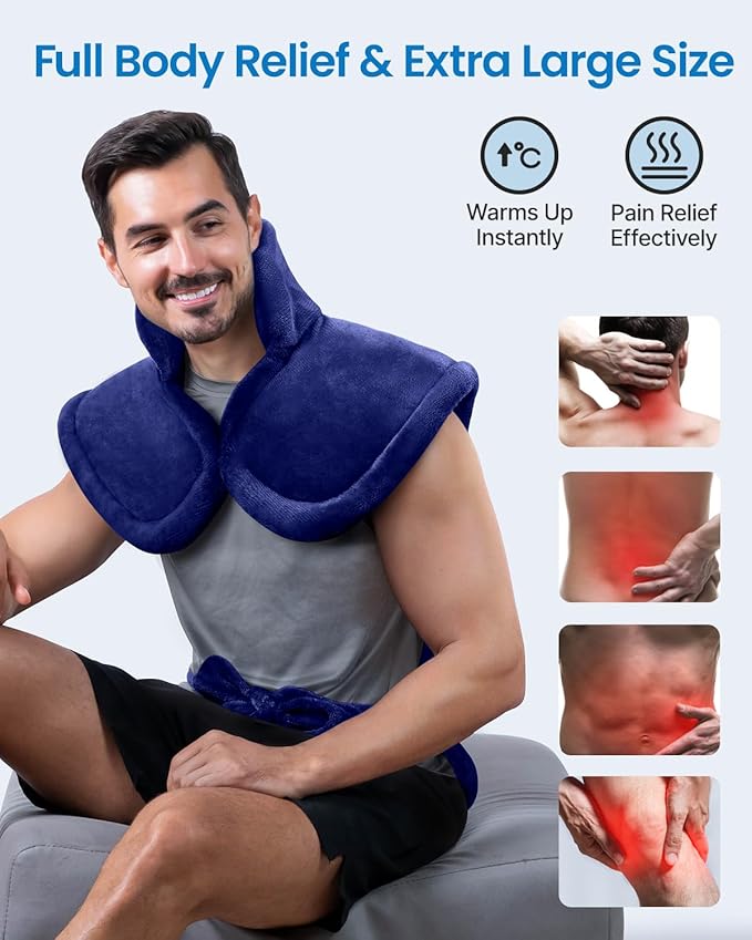 RENPHO King Size Heating Pad for Back, Birthday Gifts for Mom Wife Men, FSA Eligible, 24"x37" Large Weighted Electric Heat Pad for Neck and Shoulders, ETL Certified, Midnight Blue