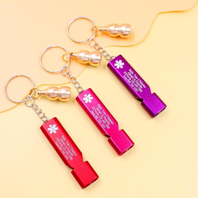 Heart Condition Brass Gourd Pill Storage Case Keychain with Red Whistle – Durable Waterproof Medical Alert Pill Container for Fitness, Travel, and Outdoor Safety