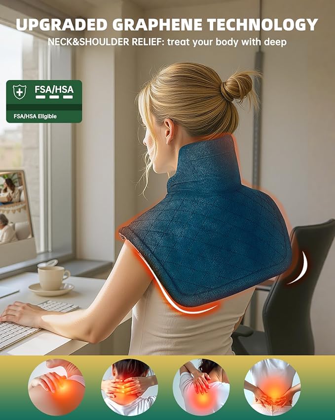 Graphene-Infused Electric Heating Pad,Weighted Heating Pads for Neck and Shoulders and Back,FSA Eligible Items Only List,Heat Pad with 4 Auto-Off Timers,23"x19",ETL Certified
