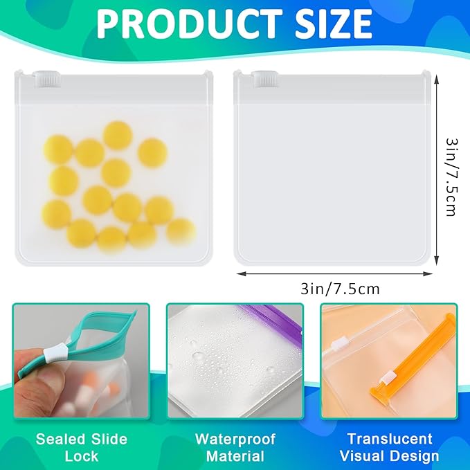 MARFOREVER 25 Pcs Pill Pouch Small Reusable Pouch Bags Clear Medicine Organizer Travel Pill Container Storage 14 Pcs Plastic Medicine Bags 10 Pcs Sheets Labels and A Marker