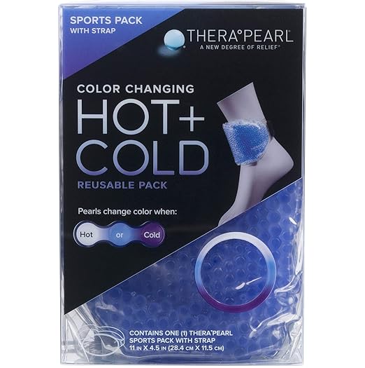 TheraPearl-14070 Color Changing Reusable Hot Cold Pack with Strap, Sports Size Ice Pack with Gel Beads, 11" x 4.5"