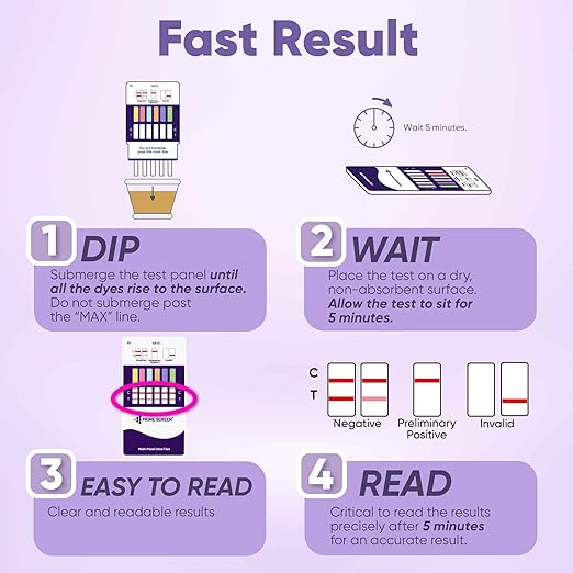 Prime Screen [5 Pack] 12 Panel Urine Drug Test Kit (AMP, BAR, BUP, Benzos BZO, COC, mAMP, MDMA, MOP, MTD, OXY, PCP, Marijuana THC) - WDOA-6125