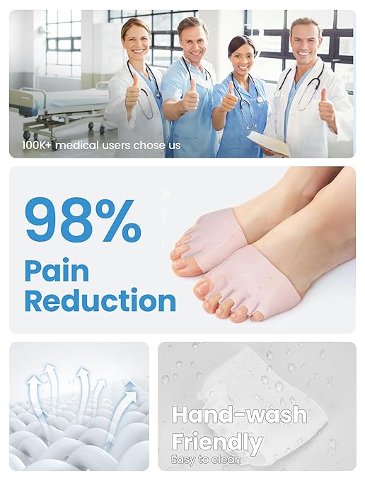 Toe Separators for Women - Podiatrist Recommended, Toe Spacers for Men, Breathable Bunion Corrector, Plantar Fasciitis(1 Pair)