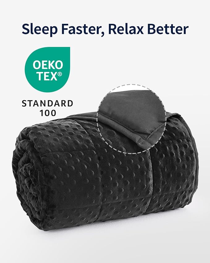 Mr. Sandman Weighted Blanket for Adults, Heavy Blanket for Woman, Man Sleeping/Calm, Soft and Cozy Weighted Throw Blankets, Machine Washable, 60 x 80in, 15 lbs, Black