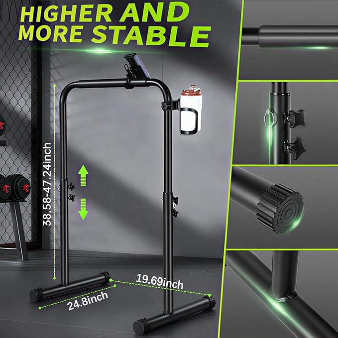 Walking Pad Handle Bar Only, Walking Pad Handle Bar with Phone Holder and Cup Holder, Adjustable Handrail Height from 38.58 to 47.24 Inch, Walking Pad 24.5 Inch Wide, Stable Design, Black