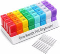 Monthly Pill Organizer 2 Times a Day, 30 Day Pill Box AM PM for Small Pill, 31 Day Vitamin & Medication Organizer with Removable Daily Compartments, DIY Number Labels, Portable Travel Pill Case