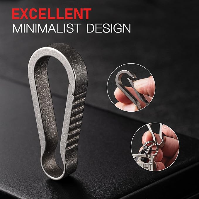 TISUR Titanium Pill Case Keychain Pill Holder+Titanium Key Chain Clip Hook