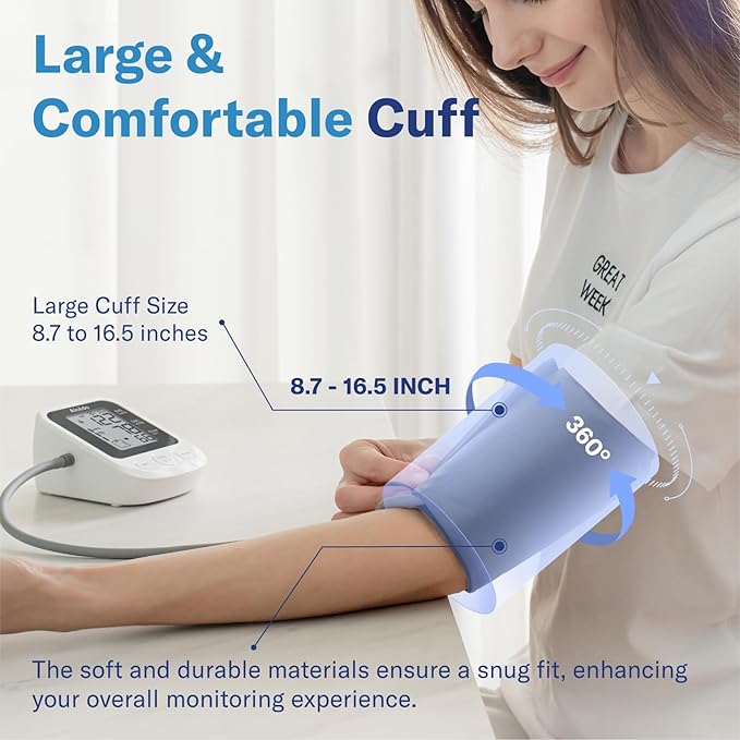 Alcedo Blood Pressure Monitor for Home Use, Accurate Upper Arm BP Monitor with Large Cuff, Alarm Reminder, 2 x 120 Memory, Talking Function