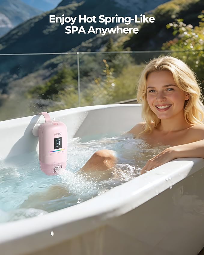 Bath Jets for Tub, Bath Jet or Bubble Mode, Cordless Waterproof Portable Bathtub Accessories with 3-Level Adjustable Speed, Bathtub Jets Massage for Home Spa, Travel Massage, Relaxing, Soothing