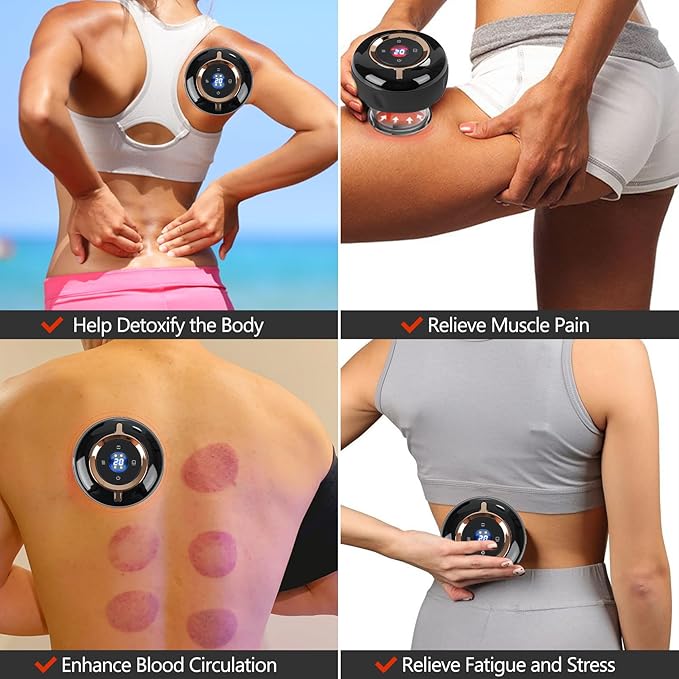 Smart Cupping Therapy Massager Set, 4 in 1 Cupping Kit for Massage Therapy, Portable Electric Cupper for Targeted Pain Relief, Knots, Aches, Muscle Soreness, Circulation & Tighter Skin