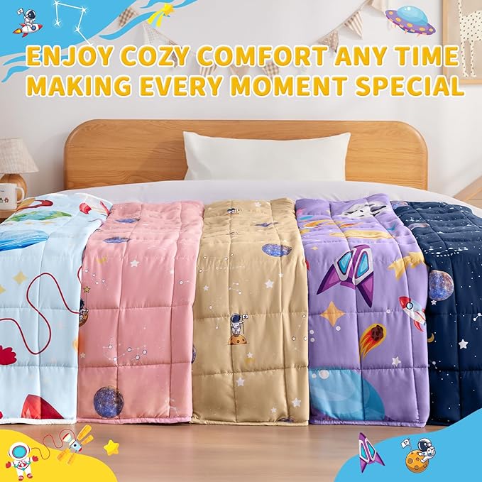 anfie Weighted Blanket Kids(36"x48" 5lbs) Weighted Blanket Cooling Blanket for Sleeping,Throw Size Breathable Blanket with Premium Glass Bead(Space Beige)