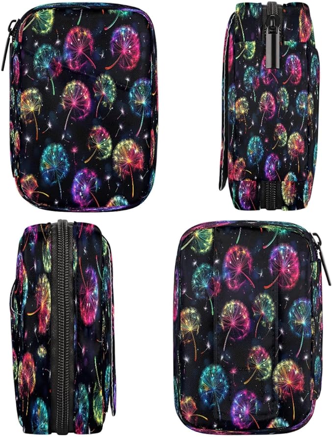 Weekly Travel Pill Organizer Case for Purse with Removable 7 Day Box Portable Compact Size Pill Box Fashionable Pill Container for Medicine Vitamin Supplement Glowing Dandelions Flower